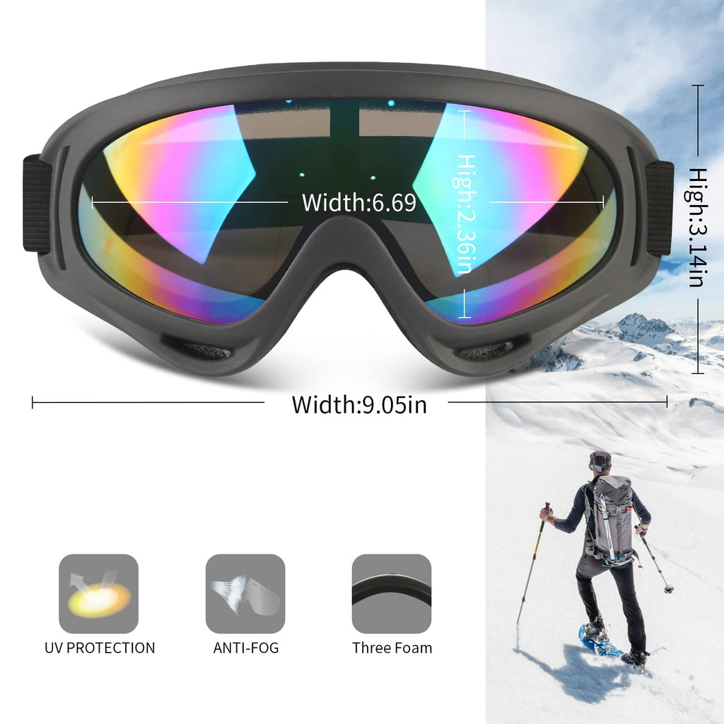 COOLOO Ski Goggles, 2 Pack Snow Goggles Snowboard Goggles for Men Women Kids - UV Protection Foam Anti-Scratch Dustproof