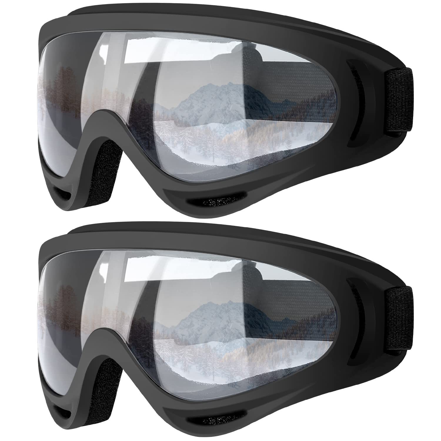 COOLOO Ski Goggles, 2 Pack Snow Goggles Snowboard Goggles for Men Women Kids - UV Protection Foam Anti-Scratch Dustproof