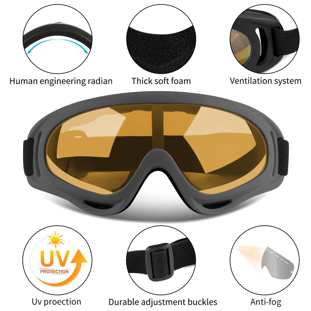 COOLOO Ski Goggles, 2 Pack Snow Goggles Snowboard Goggles for Men Women Kids - UV Protection Foam Anti-Scratch Dustproof